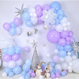 Winter Wonderland Balloon Arch Garland Kit, Baby Blue Purple Balloons With Spike Star Snowflake Foil Balloons For Ice Wonderland Christmas Baby Shower Snow Princess Birthday Party Decorations Supplies