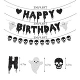 Black Glitter Halloween Birthday Banner Skull Heart Garland Party Decoration
