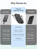 Portable Charger, 12000mAh 22.5W Fast Charging Power Bank with Built-in Cables & Wall Plug, Travel Essentials Battery Pack with LED Display, USB C