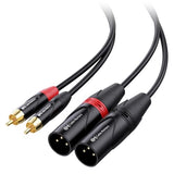 Dual RCA to XLR Unbalanced Interconnect Cable - 10ft, XLR to RCA Cable, Male to Male