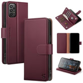 Compatible With Samsung Galaxy A32 5G Wallet Case With Card Holder,Rfid Blocking Pu Leather Phone Case Folio Flip Shockproof Tpu Protective Cover Credit Card Slots Women Men,Wine Red