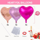 Upgraded Rose Gold And Red Heart Foil Balloons For Valentines Day Decorations,Valentines Day Balloons,Romantic Decorations Special Night (18Inch)