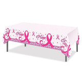 2 Pcs Breast Cancer Awareness Party Tablecloth Breast Cancer Pennant Table Covers Pink Ribbon Tablecloths Rectangular Plastic Table Covers, Disposable Pink Ribbon Tablecloth for Breasts Cancers Day