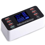 60W 8-Port Usb Charging Station - Charge Multiple Devices Simultaneously, Includes Chargers For Various Devices