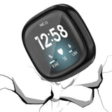 2 Pack Tpu Case For Fitbit Versa 3 Screen Protector, Soft Tpu Plated Bumper Full Around Electroplate Protective Cover Compatible With Fitbit Sense/Versa 3 Smartwatch (Black/Black)