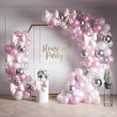 Pink And White Balloons Garland Kit 158 Pcs - Pink, Silver Metallic, Silver Confetti Balloon Arch | White And Hot Pink Birthday Decorations And Party Supplies