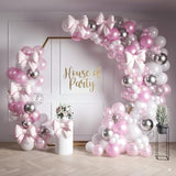 Pink And White Balloons Garland Kit 158 Pcs - Pink, Silver Metallic, Silver Confetti Balloon Arch | White And Hot Pink Birthday Decorations And Party Supplies