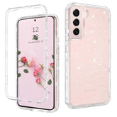 For Samsung Galaxy S22 6.1" 5G Case Glitter Full Body Protective 3 In 1 Heavy Duty Hybrid Hard Pc Rugged Shockproof Women Girls Transparent Bling Sparkle Cover Phone Case For Samsung S22, Clear