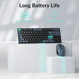 B33 Wireless Keyboard & Bm25 Mouse Combo, 2.4 Ghz/Bluetooth 5.2/Wired, 80% Tkl Silent Portable Ergonomic Keyboard Adjustable Dpi Mouse, Unifying Receiver For Macos Windows Linux