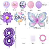 Butterfly 8th Birthday Decorations 20pcs Purple Balloon Set