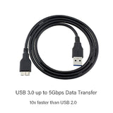 Usb 3.0 Hard Drive Cable, Usb-A To Micro B Cable Compatible With Samsung Galaxy S5, Note 3, Note Pro 12.2, Camera, Wd Toshiba Seagate Hard Drive And More Usb 3.0 5Gbps Data Transfer Cord 3.3Ft