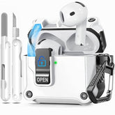 4-In-1 Case For Airpods 4 With Secure Lock, Auto-Open, Compatible With Apple Airpods 4 With/Without Active Noise Cancellation 2024 Cover With Cleaner & Keychain, Anti-Scratch Drop Protection