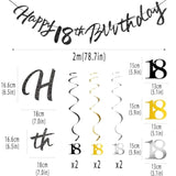 Black Gold 18th Birthday Swirls Streamers Hanging Banner Party Decor