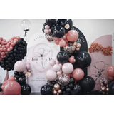140 Pcs Black And Pink Balloon Garland Kit, Black, Pastel Pink, Dusty