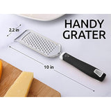 Professional Cheese Grater Stainless Steel - Durable Rust-Proof Metal Lemon Zester Grater With Handle - Flat Handheld Grater For Cheese, Chocolate, Spices, And More - Black