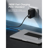 Usb C Cable, Led Display Silicone 240W Fast Charging Cable With 480Mbps Data Transfer, Type C Fast Charger For Iphone 16 15 Pro Max, Ipad, Macbook Pro Air (Yellow, 6.6Ft)