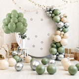50 Pc Sage Green 12 Inch Helium Balloons with Ribbons for Party Decorations