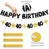 Black and Gold 40th Birthday Banner and Glitter Party Decorations