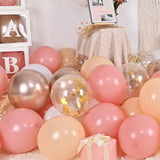 Blush Pink Balloon, 60 Pcs 12 Inch Retro Pink Gold White Sand Nude Balloons Gold Confetti Latex Balloons For Girls Baby Shower Wedding Bridal Boho Birthday Party Decorations