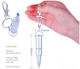 128Gb Metal Shining Bullet Usb 3.0 Flash Drive Memory Stick With Keychain,Silver