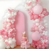 Pink & White Bow Balloon Garland 91pcs Coquette Decor for Baby, Bridal and Birthday Parties