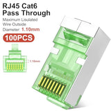 100Pcs Cat6 Rj45 Pass Through Connectors + 100Pcs Rj45 Boot Cover, Ethernet Ca