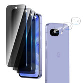 3+3 Pack Privacy Screen Protector Designed For Google Pixel 9A With 3 Pack Camera Lens Protector,Full Coverage Anti-Spy Tempered Glass Film,9H Hardness,Bubble Free,Easy To Install