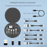 60Wctoc Charging Adapter Cable Kit, Fast Charging & Data Transfer W/Type C/Lightning/Micro Usb, Sim Storage Tool, Data Transfer Tech Travel Cable Kit, Phone Holde (Black)