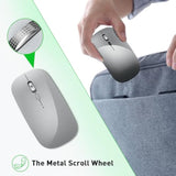Wireless Mouse, Slim Rechargeable Silent Mouse,Bluetooth And 2.4G Wireless Computer Mice With 800-1200-1600 Adjustable Dpi For Desktop/Laptop/Tablet-Silver