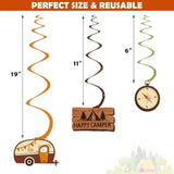 30Ct Happy Camper Party Hanging Swirls Decoration Camping Kids Birthday Photo Props Ideas Tent Cutouts Adventure S'More Whirls Signs Baby Shower Favor Supplies