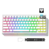 75% Wireless Mechanical Gaming Keyboard With Knob & Dot-Matrix Display Bluetooth5.0/2.4Ghz/Usb C Thocky Creamy Keyboard For Pc Computer, 8000Mah Battery Jelly Key Board For Win/Mac (Mt75-White)