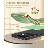 For Moto G Power 5G 2025 Case, 2X Screen Protector, 360° Rotatable Ring Holder Magnetic Kickstand,Plated Gold Edge Slim Soft Tpu Protective Cover For Motorola G Power 5G 2025 (Light Green)