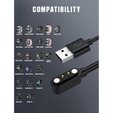 Magnetic USB Smartwatch Charger for Yamay, Letsfit, Umidigi, Willful Black
