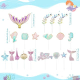 42 Pcs Mermaid Cake Topper Under The Sea Cake Toppers Birthday Decorations Starfish Shell Mermaid Tail Seaweed Leaves Cupcake Candle For Birthday Baby Shower Party