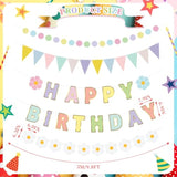 5 Pcs Macaron Daisy Birthday Party Bunting Banner, Pastel Birthday Decorations Pennant Banners Daisy Party Backdrop Supplies