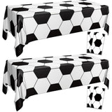 Soccer Table Cloth, 4 Pack Rectangle Soccer Pattern Party Table Covers for Children's Sports Birthday Party Decorations Picnic, 51 x 86 inch