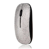Luxury Bling Crystal Diamond Rhinestone Usb Slimline Flat Wireless Mouse Gift (Silver Crystal With Black Mouse)