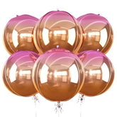 6Pcs Gradient Orange Foil Balloons 22 Inch Large Metallic Mylar Party Decorations