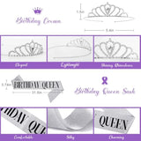 Purple Birthday Decorations For Women Girls, Lavender Purple Silver Foil Balloons Table Cloth Sash Crown Fringe Curtains Happy Birthday Banner Glitter Star Garland Butterfly Cake Topper Party Supplies