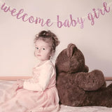 Welcome Baby Shower Party Banner,Boy And Girl Glitter Paper Sign For Baby Shower Decoration,Party Supplies Backdrop (Rose Gold)