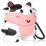 Case For Airpod Pro 2019/Pro 2 Gen 2022 Cartoon Cute Kawaii 3D Silicone Cover Keychain Funny Animal Soft Protective For Air Pods Pro Girls Kids Women Shell Cases For Airpods Pro (Smile Cow)