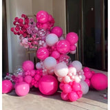 100-Pack 12" Hot Pink Balloons with Ribbon for Birthday, Wedding & Party Decor
