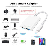 Usb Camera Adapter, Portable Usb 3.0 Female Otg Adapter For Iphone, Ipad To Usb Adapter With Charging Port, No Application, Plug And Play