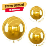 12pcs Gold Round Foil Balloons 4D Metallic Party Decorations for Events