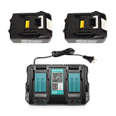 2Pcs Bl1850 Bl1850B 18V 5.0Ah Batteries With Dual Rapid Charger Dc18Rd Compatible With Makita Bl1830 Bl1840 Bl1850 Bl1860 With Makita Radios Dmr1001 Dmr101 Dmr102 Dmr103B Dmr104
