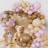 126pcs Teddy Bear Balloon Arch Kit in Pink, Beige & Brown for Baby Shower