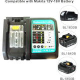 Dc18Rc 14.4V-18Vli-Ion Battery Charger Compatible With Makita Dc18Rc Dc18Rd Dc18Ra Dc18Sd Dc18Sf To Work With Bl1830 Bl1840 Bl1850 Bl1860 Bl1840B Bl1820 Bl1815 Bl1430 Bl1450 Makita 18V Battery