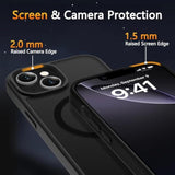 For Iphone 14 Case & Iphone 13 Case, Magnetic Phone Cover With 1 Screen Protector, Compatible With Magsafe, Military Grade Protection, Translucent Matte Frosted Back, Black