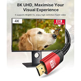 8K Hdmi Cable 2 Pack 15Ft, 48Gbps High Speed Hdmi 2.1 Braided Hdmi Cord, 4K 12