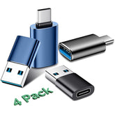 Usb To Usb C Adapter 4 Pack,?2*Type C Female To A Male Charger Converter?&?2*Usb C Male To Usb Female? Otg Adapter For Apple Watch Ultra 8 9,Iphone 15 Pro Max 14 13 12,Airpods - Blue/Black